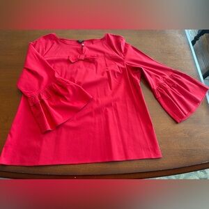 Talbots Vibrant Red Top with Pearl Accent
